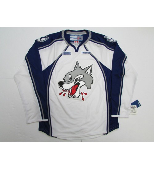 Custom OHL Sudbury Wolves Hockey Jersey Away White